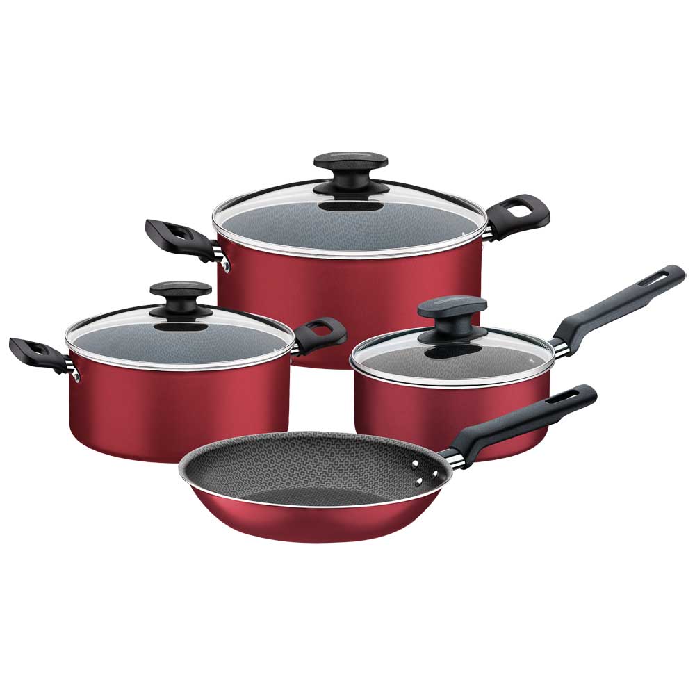 JUEGO DE OLLAS LORETO ROJO 4 PIEZAS TRAMONTINA