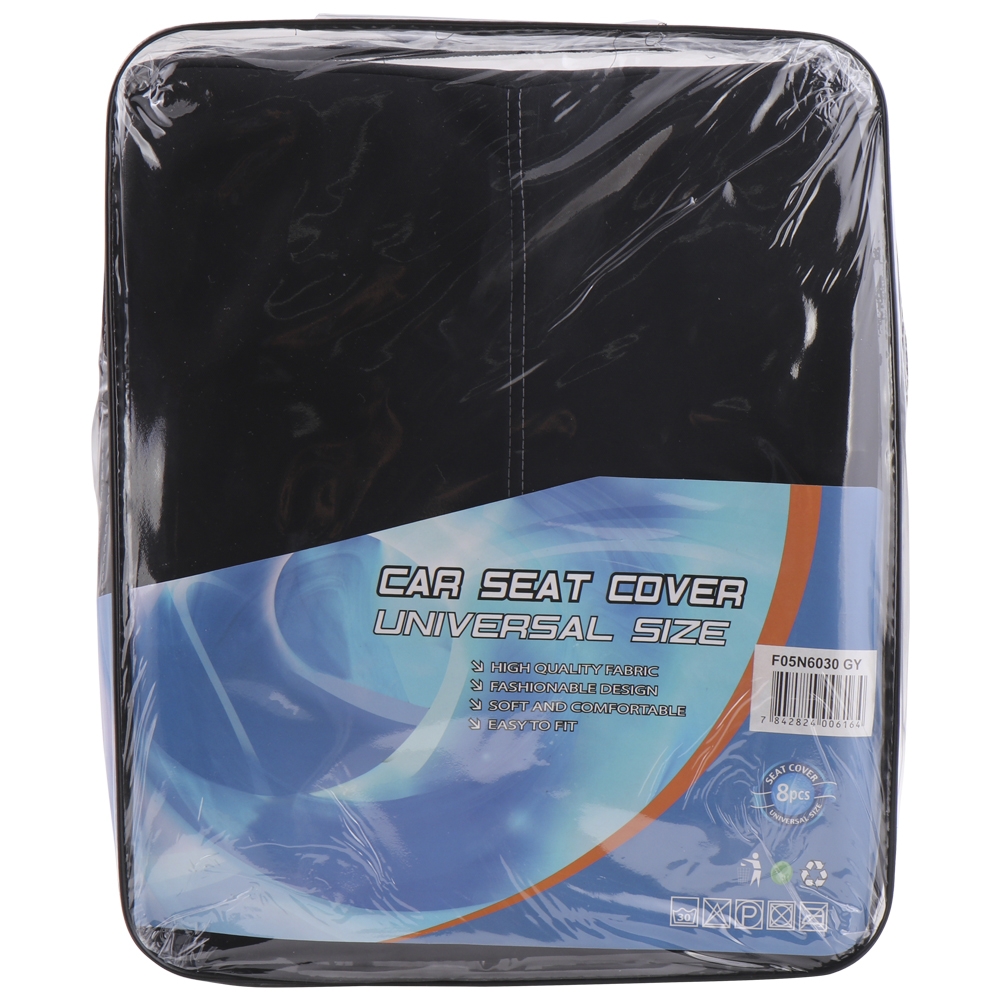CUBRE ASIENTO 8 PZS COLOR GRIS Y NEGRO