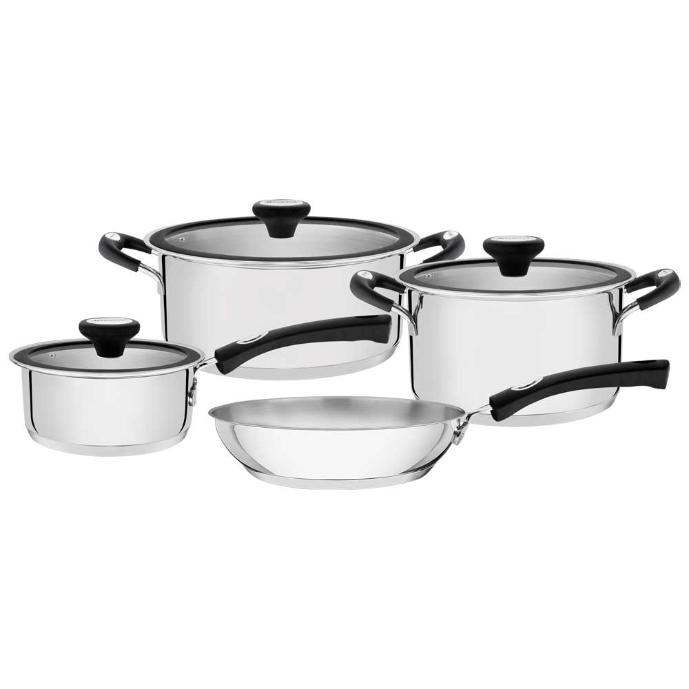JUEGO DE OLLAS SOLAR SILICON. INOX. 4 PIEZAS
