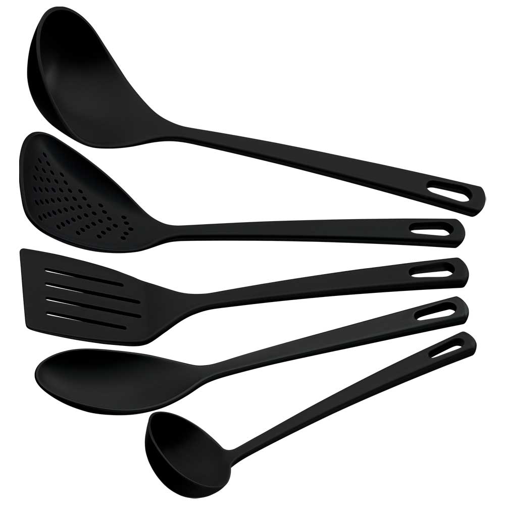JUEGO UTENSILIOS NYLON NEGRO 5PZAS. TRAMONTINA
