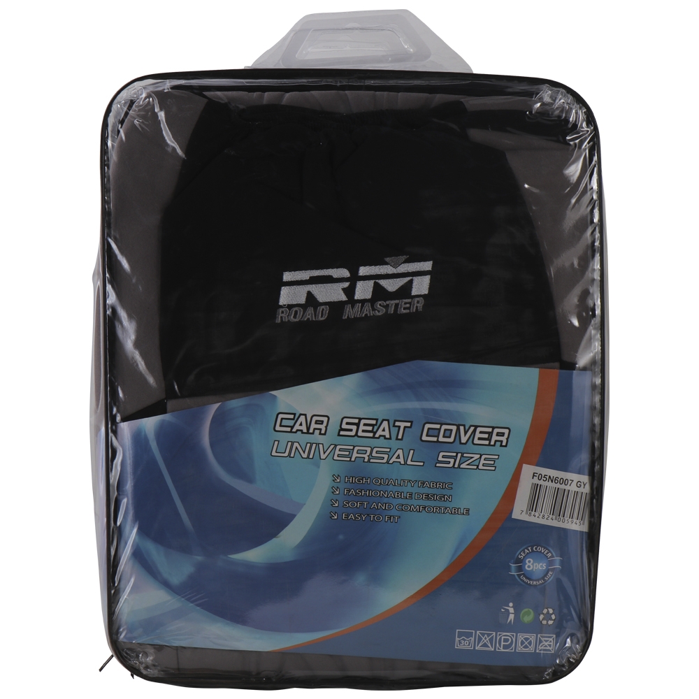 CUBRE ASIENTO 8 PZS COLOR GRIS Y NEGRO