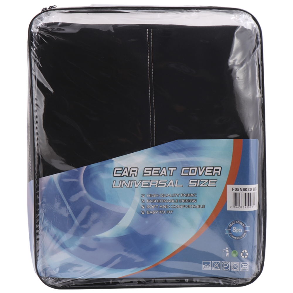 CUBRE ASIENTO 8 PZS COLOR NEGRO Y BEIGE