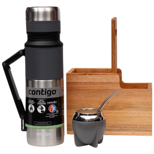 COMBO MATE INOX+GUAMPA PAMPA GRIS+CAJA